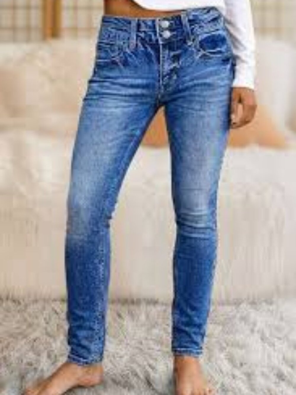 NWT Flamingals Wash Dual Button High Rise Skinny Jeans Small